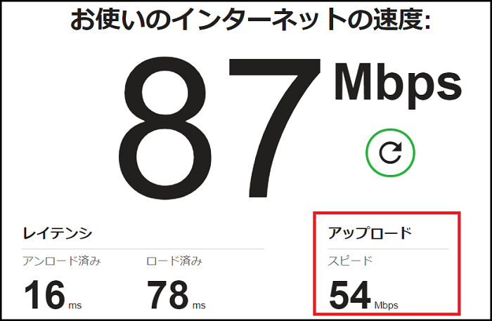 回線速度のチェック